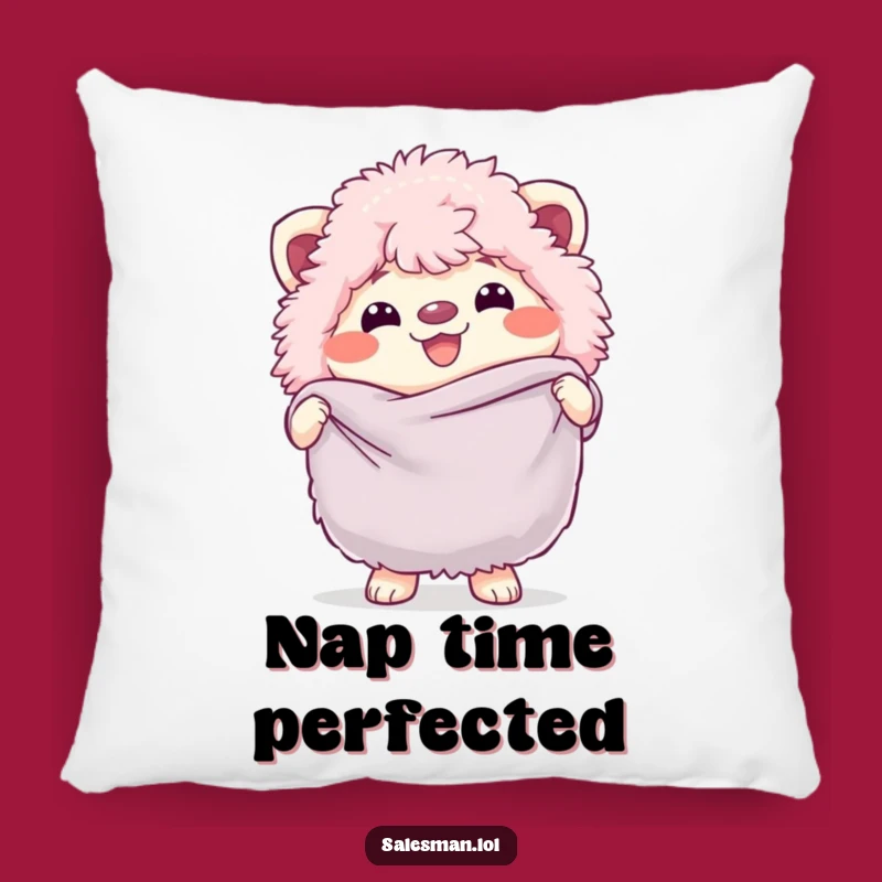 Cozy Funny Fluffy Pillow: Snuggle with This Adorable Fabric-Loving Character