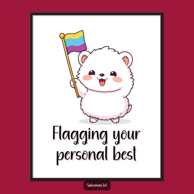 Free Printable Wall Art: Cheerful Flag Creature, Funny Downloadable Art for Festive Decor