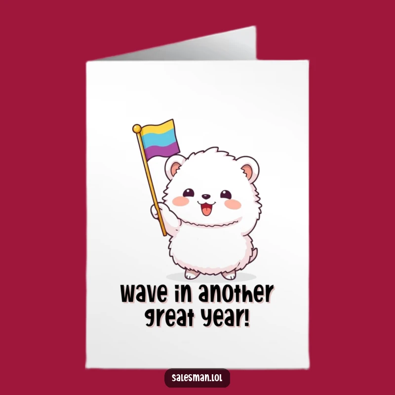 Free Printable Birthday Card: Cheerful Flag Creature, Funny Downloadable For A Celebration