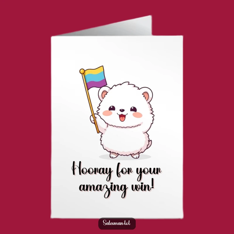 Free Printable Congrats Card: Victorious Flag Creature, Funny Downloadable For A Win